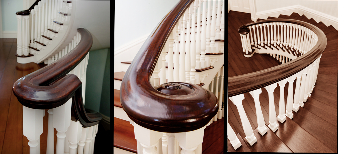 Winding staircase bannister
